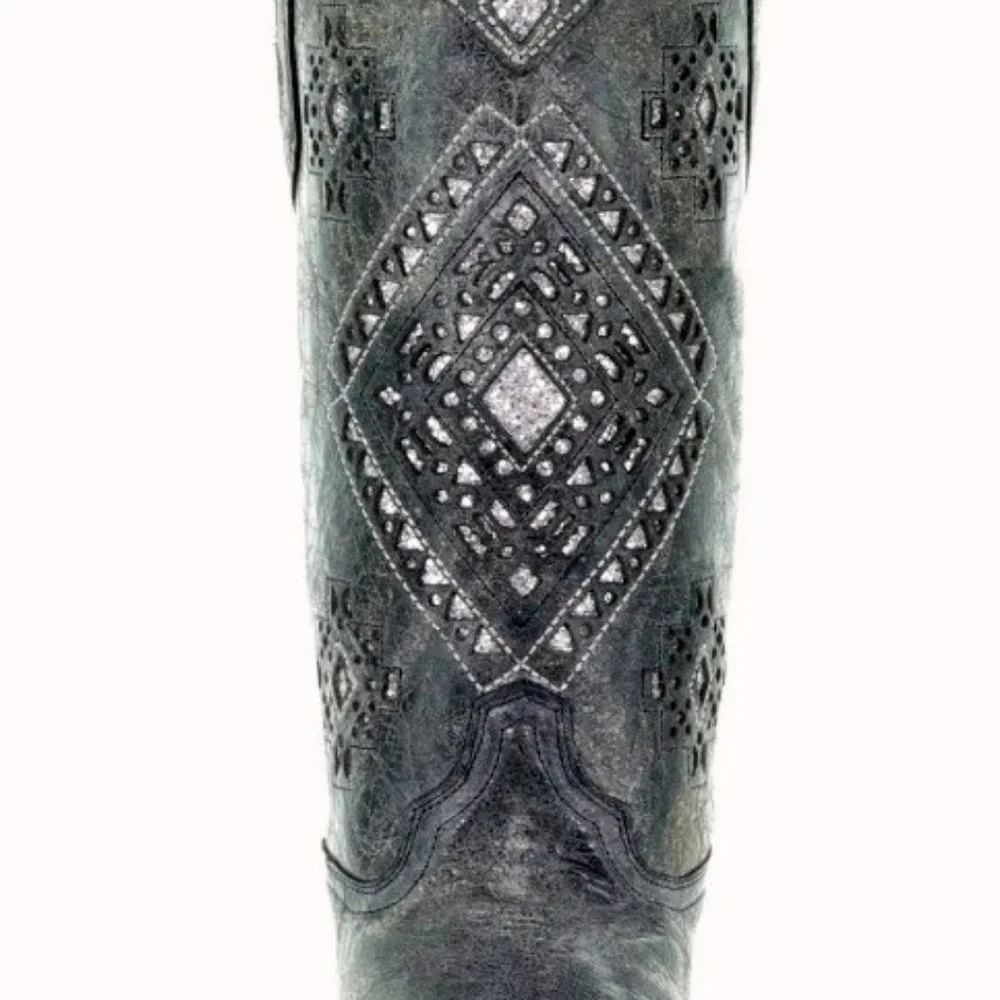 Corral Women's Cowboy Boots ~ Grey w/Glitter Inlays ~ Size 9 ~ Wide Calf ~ NWOT - Picture 4 of 5